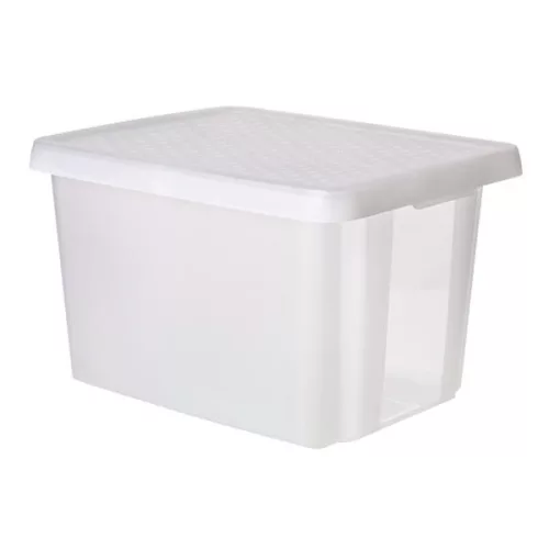 Tárolódoboz, tetővel, 45 l, áttetsző, CURVER "Essentials"