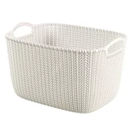   Kötött hatású kosár, L méret, CURVER "Knit", fehér