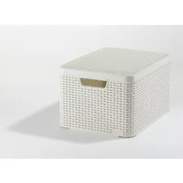   Rattan hatású kosár tetővel, 30l, törtfehér, CURVER "Style L"