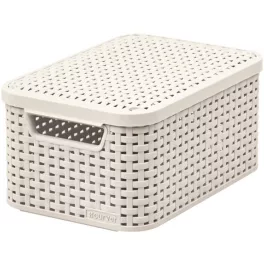   Rattan hatású kosár tetővel, 6l, törtfehér, CURVER "Style S"