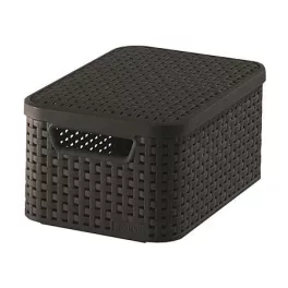   Rattan hatású kosár tetővel, 6l, barna, CURVER, "Style S"