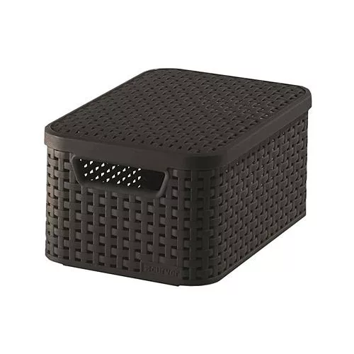 Rattan hatású kosár tetővel, 6l, barna, CURVER, "Style S"