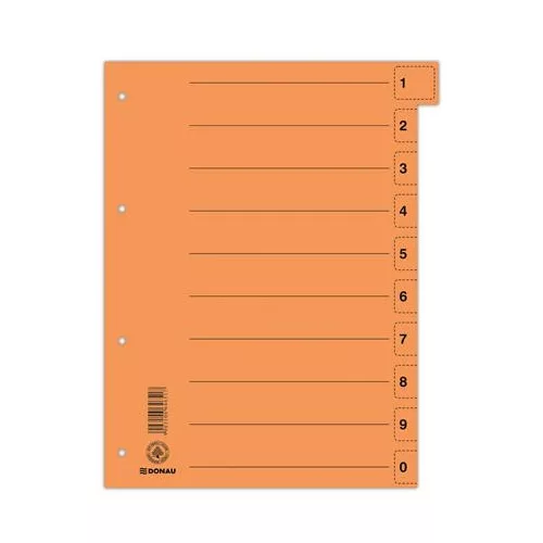 Regiszter, karton, A4, mikroperforált, DONAU, narancssárga