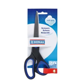   Olló, irodai, 20 cm, DONAU "Soft Grip", fekete-kék