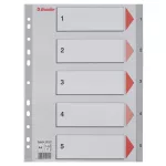Regiszter, műanyag, A4, 1-5, ESSELTE, szürke
