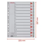 Regiszter, műanyag, A4, 1-12, ESSELTE, szürke
