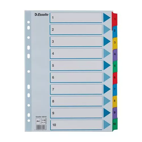 Regiszter, karton, A4, 1-10, ESSELTE "Mylar"