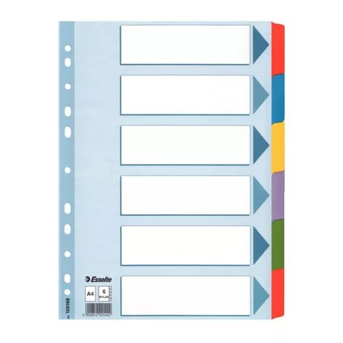 Regiszter, laminált karton, A4, 6 részes, ESSELTE "Mylar"