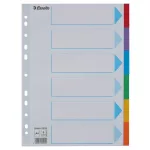 Regiszter, karton, A4, 6 részes, írható előlappal, ESSELTE "Standard", színes