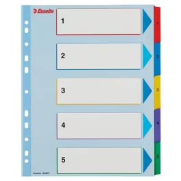   Regiszter, laminált karton, A4 maxi, 1-5, újraírható, ESSELTE