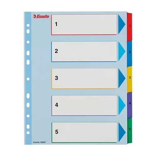 Regiszter, laminált karton, A4 maxi, 1-5, újraírható, ESSELTE