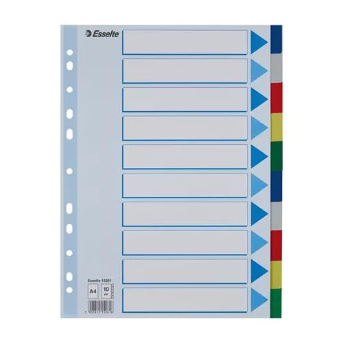 Regiszter, műanyag, A4, 10 részes, ESSELTE