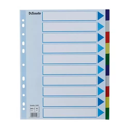 Regiszter, műanyag, A4 Maxi, 10 részes, ESSELTE