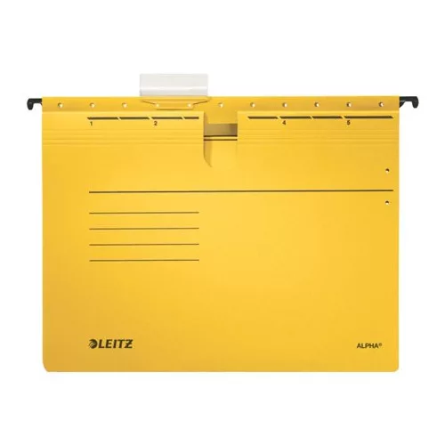 Függőmappa, gyorsfűzős, karton, A4, LEITZ "Alpha", sárga