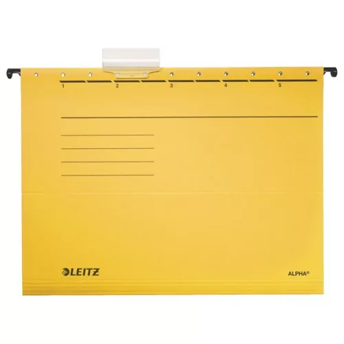 Függőmappa, karton, A4, LEITZ "Alpha Standard", sárga