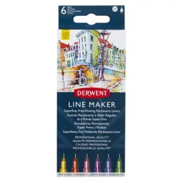   Tűfilc készlet, 0,3 mm, DERWENT "Line Marker", 6 különböző szín