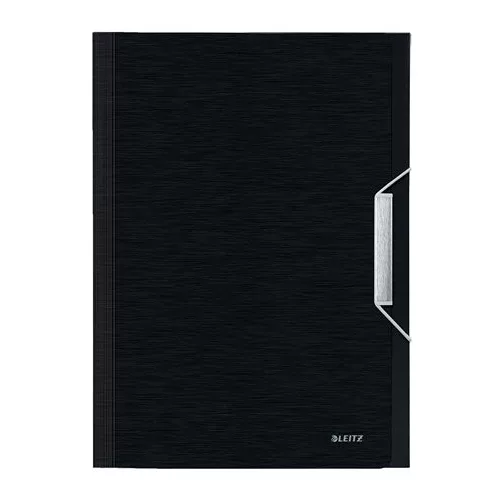 Harmonikamappa, A4, PP, 6 rekeszes, LEITZ "Style", szaténfekete