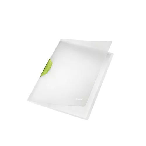 Gyorsfűző, klipes, PP, A4, LEITZ "ColorClip Magic", zöld