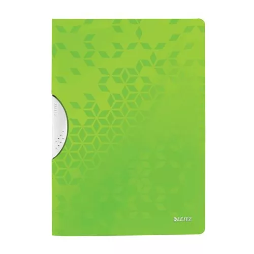 Gyorsfűző, klipes, PP, A4, LEITZ "Wow ColorClip", zöld