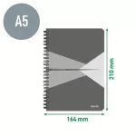 Spirálfüzet, A5, kockás, 90 lap, laminált karton borító, LEITZ "Office", szürke-piros