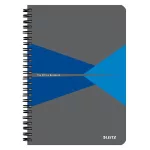 Spirálfüzet, A5, kockás, 90 lap, laminált karton borító, LEITZ "Office", szürke-kék