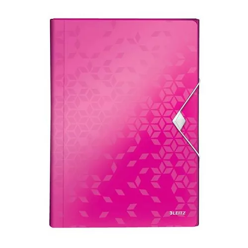 Harmonikamappa, A4, PP, 6 rekeszes, LEITZ "Wow", rózsaszín