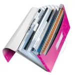 Harmonikamappa, A4, PP, 6 rekeszes, LEITZ "Wow", rózsaszín