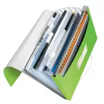 Harmonikamappa, A4, PP, 6 rekeszes, LEITZ "Wow", zöld