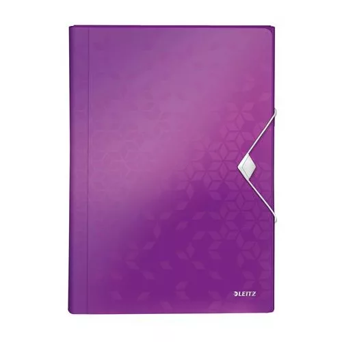 Harmonikamappa, A4, PP, 6 rekeszes, LEITZ "Wow", lila