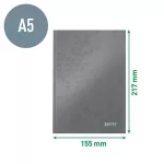 Beíró, A5, vonalas, 80 lap, keményfedeles, LEITZ "Wow", fekete