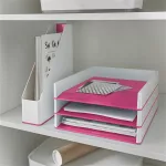 Iratpapucs, műanyag, 73 mm, kettős színhatású, LEITZ "Wow", rózsaszín