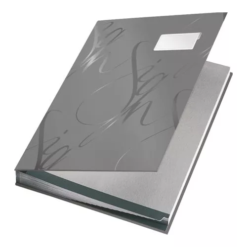 Aláírókönyv, A4, 18 részes, karton, LEITZ "Design", szürke