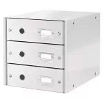 Irattároló, laminált karton, 3 fiókos, LEITZ "Click&Store", fehér