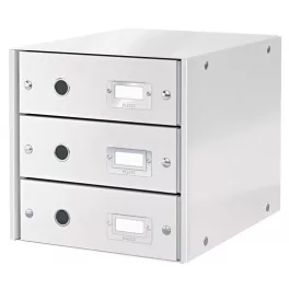   Irattároló, laminált karton, 3 fiókos, LEITZ "Click&Store", fehér
