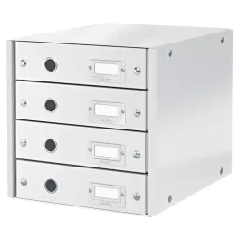   Irattároló, laminált karton,  4 fiókos, LEITZ "Click&Store", fehér