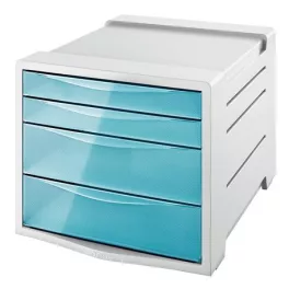  Irattároló, műanyag, 4 fiókos, ESSELTE "Colour'Breeze", áttetsző kék