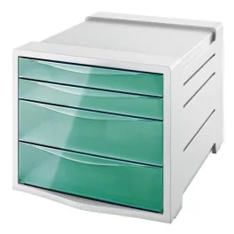   Irattároló, műanyag, 4 fiókos, ESSELTE "Colour'Breeze", áttetsző zöld