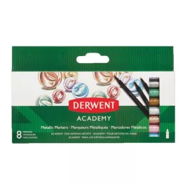  Filctoll készlet, DERWENT, "Academy", 8 különböző metál szín
