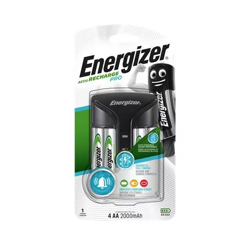 Elemtöltő, AA ceruza/AAA mikro, 4x2000 mAh AA (előtöltött), kijelzővel, ENERGIZER "Pro"