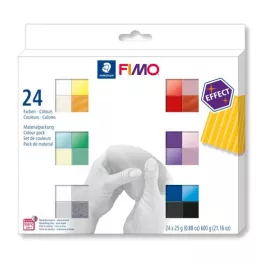   Gyurma, készlet, 24x25 g, égethető, FIMO "Effect Colours" 24 különböző szín