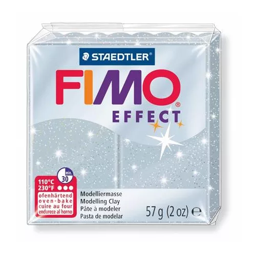 Gyurma, 57 g, égethető, FIMO "Effect", csillámos ezüst
