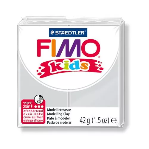 Gyurma, 42 g, égethető, FIMO "Kids", világosszürke