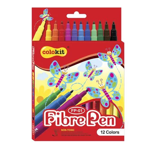 Filctoll készlet, COLOKIT "FibrePen", 12 különböző szín