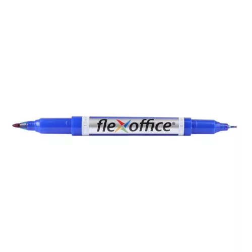 Alkoholos marker, 0,4/1,0 mm, kúpos, kétvégű, FLEXOFFICE "PM01", kék