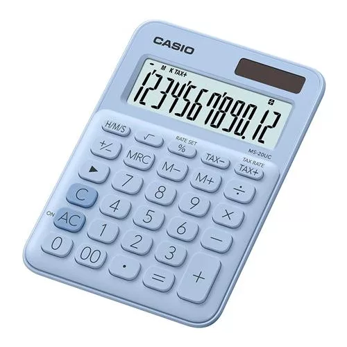 Számológép, asztali, 12 számjegy, CASIO, "MS 20 UC", világoskék