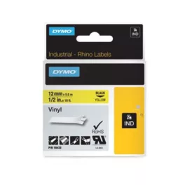   Feliratozógép szalag, vinil, 12 mm x 5,5 m, DYMO "Rhino", sárga-fekete