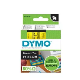   Feliratozógép szalag, 6 mm x 7 m, DYMO "D1", sárga-fekete