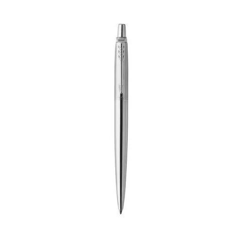 Golyóstoll, 0,7 mm, nyomógombos, ezüst színű klip, rozsdam. acél tolltest, PARKER "Royal Jotter", kék