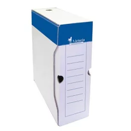  Archiválódoboz, A4, 100 mm, karton, VICTORIA OFFICE, kék-fehér