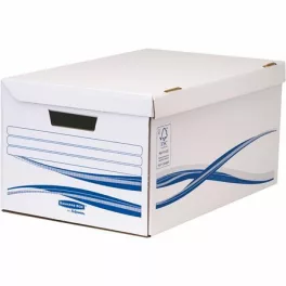   Csapófedeles archiválókonténer, karton, nagy, 6 db Archiválódobozzal, FELLOWES "Bankers Box Basic", kék-fehér